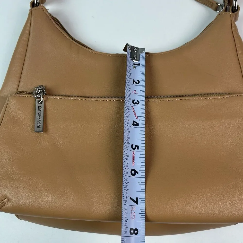 GIANI BERNINI Napa Leather Hobo Shoulder Bag Tan Classic Minimalist Preppy Retro